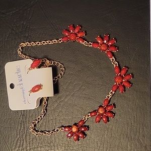 Charming Charlie Holiday red medium necklace and earrings